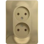 GLOSSA Розетка двойная без заземления в сборе титан