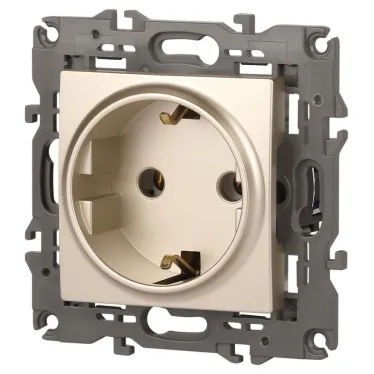 Розетка 2P+E Schuko, 16А-250В, Эра Elegance, шампань, 14-2101-04