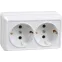ОКТАВА Розетка двойная наружная с заземлением белая