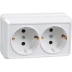 ОКТАВА Розетка двойная наружная с заземлением белая