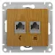 GLOSSA Розетка двойная телефон/компьютер RJ11+RJ45 категория 5е дуб в рамку