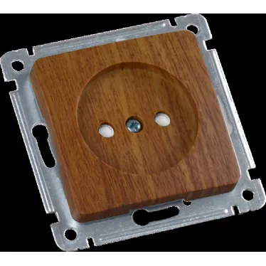MASTER Розетка одноместная со шторками, скрытой установки, в рамку, дуб