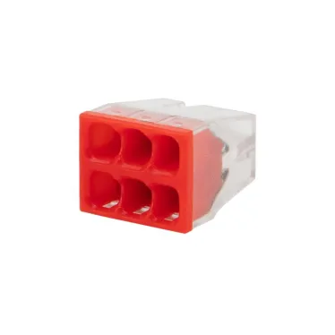 Экспресс-клемма СМК 2273-206, 6-проводная 0.5-2.5 кв мм, прозрачная, блистер (5 шт./уп.), REXANT