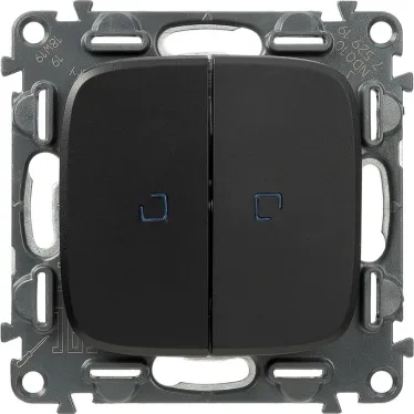 Valena ALLURE Переключатель двухклавишный 10АХ 250В с подсветкой С лицевой панелью Антрацит