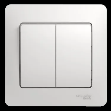 GLOSSA Выключатель двухклавишный в сборе белый сх.5