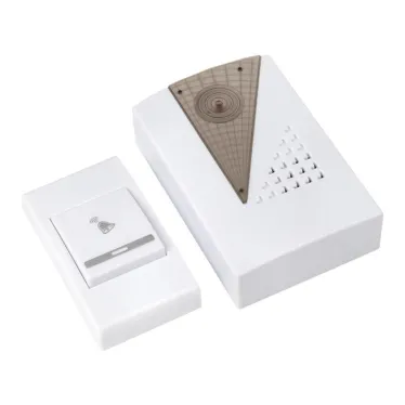 Звонок беспроводной на батарейках 004 (белый-серый 36 мелодий с индикацией 2х1.5В АA дистанция 80м) Basic