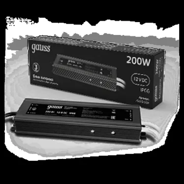 Блок питания для светодиодной ленты 200 Вт AC 100-264В Uвых 12В IP66 230х120х58мм Black Gauss