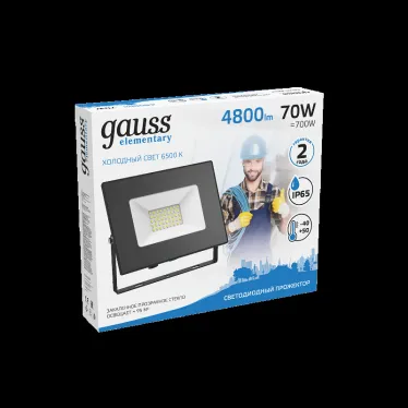 Прожектор светодиодный ДО 70 Вт 6300 лм 6500К AC 220В IP65 140х208х30мм Elementary G2 Gauss