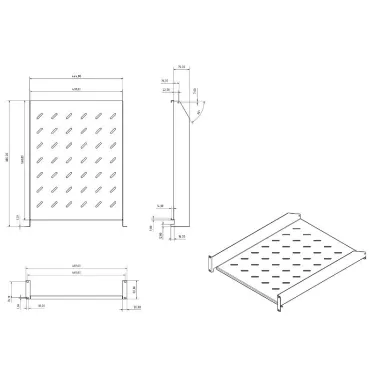 Полка угловая с перфорацией 19д 2U ширина 440 мм глубина 600 мм