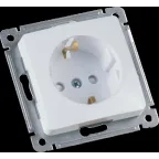 MASTER Розетка одноместная с заземляющим контактом, со шторками, скрытой установки, в рамку, белый