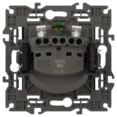 Розетка 2P+E Schuko, 16А-250В, Эра Elegance, антрацит, 14-2101-05