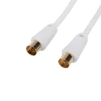 Шнур ТВ гнездо - ТВ штекер, длина 5 метров, белый,