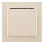 Розетка Минск 1-местная СП с заземлением с крышкой 16А бежевая с защитными шторками IP44