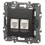 Розетка 2хRJ45, Эра Elegance, антрацит, 14-3108-05