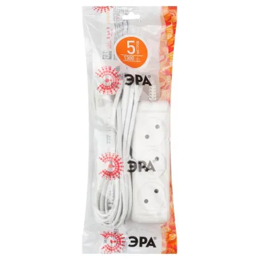 Удлинитель электрический без заземления 3 розетки 5м ШВВП 2x0,75мм2 6А UX-3-5m ЭРА