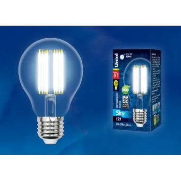 Лампа светодиодная. Форма ''A'', прозрачная. Sky. (4000K). Картон.