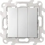 Трехклавишный выключатель 10AX 250В~ цвета алюминий S24 Harmonie