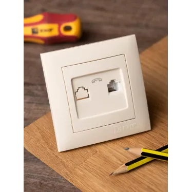 Валенсия розетка телефонная RG-11 1-местная кремовая