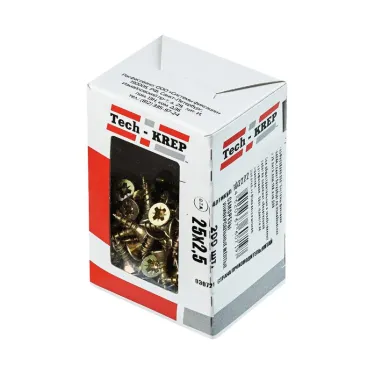 Шуруп универсальный 2,5х25 потайная головка, остроконечный, желтопассивированный (200шт) - коробка