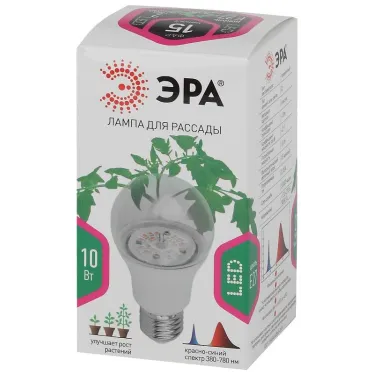 Лампа светодиодная лампа для рассады тип А60, 10 Вт, 220-240V FITO-10W-RB-E27-K