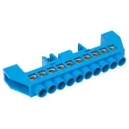 Шина 0 N (8х12мм) 10 отверстий латунь синий нейлоновый корпус комбинированный розничный стикер PROxima