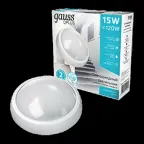 Светильник светодиодный ДБП 15 Вт 1200 лм 4000К AC 220В Белый IP54 круг D175х76мм Пластик ЖКХ с оптико-микроволновым датчиком движения Qplus Gauss