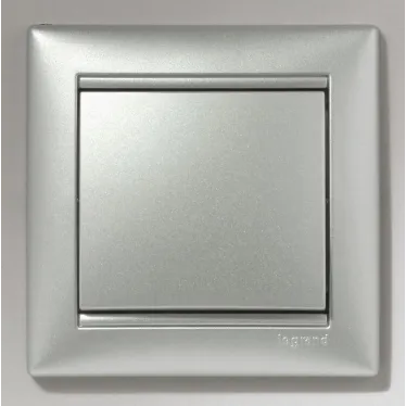 Выключатель одноклавишный, в рамку, алюминий