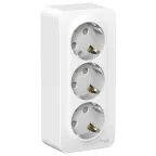 Розетка BLANCA наружная трехпостовая, с заземлением, со шторками, с изолирующей пластиной, 16А, 250В, белый