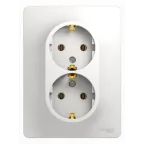 GLOSSA Розетка двойная с заземлением в сборе белая