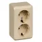 ЭТЮД Розетка двойная наружная с заземлением со шторками бежевая