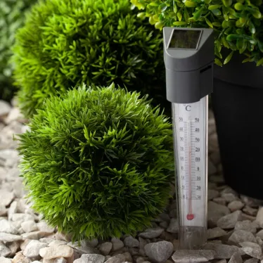 Садовый светильник-градусник на солнечной батарее, сталь, пластик, серый, 33 см ERATR024-02