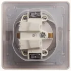 GLOSSA Розетка с заземлением со шторками с крышкой белая в сборе IP44