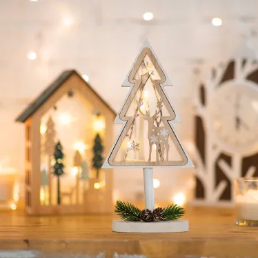 Деревянная фигурка с подсветкой «Елка на подставке» 14,5х5х30 см | 504-028 | NEON-NIGHT