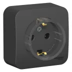 Розетка BLANCA наружная, с заземлением, без шторок, (тонкая), с изолирующей пластиной 16А, 250В, антрацит