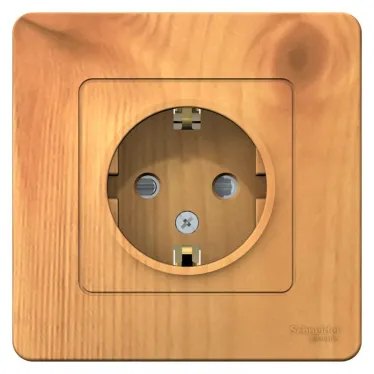 BLANCA скрытой установки розетка с заземлением со шторками, 16А, 250В, ясень