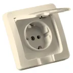 Розетка скрытая с заземлением со шторками IP44 слоновая кость