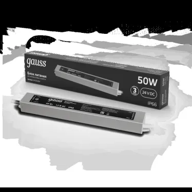 Блок питания для светодиодной ленты 50 Вт AC 100-264В Uвых 24В IP66 220х30х20мм Black Gauss