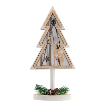 Деревянная фигурка с подсветкой «Елка на подставке» 14,5х5х30 см | 504-028 | NEON-NIGHT