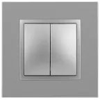 Выключатель двойной, 10АХ-250В, Эра Elegance, алюминий,14-1104-03
