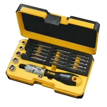 Набор бит SL/PH/PZ/Tx/HEX и головок с поворотной трещоткой Ergonic K в кейсе, 22 шт