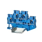 Клемма двухуровневая, зажим push-in, 4 точки подключения, 2.5 кв.мм, синяя