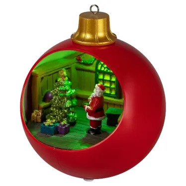 Новогодняя декоративная композиция Шар красный, мультиколор, 3*АА, 15*15*17 см EFIS-S03