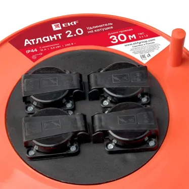 Удлинитель на катушке 'Атлант 2.0' 4 гнезда 30м с заземлением ПВС 3x1.5 16А/3.5кВт IP44 PROxima