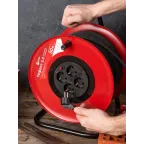 Удлинитель на катушке Гефест 2.0 4 гнезда 50м с заземлением и предохранителем КГ 3x2.5 16А/3.5кВт PROxima