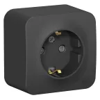 BLANCA розетка наружная с заземлением со шторками, 16А, 250В, антрацит