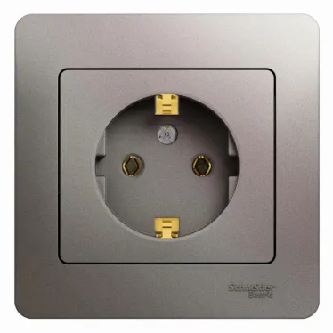 GLOSSA розетка с заземлением в сборе платина