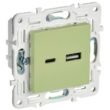 SKANDY Розетка USB A+C 3,1А SK-R14G мятный IEK