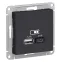 РОЗЕТКА USB ATLASDESIGN A+С, 5В/2,4А, 2х5В/1,2 А, механизм, КАРБОН