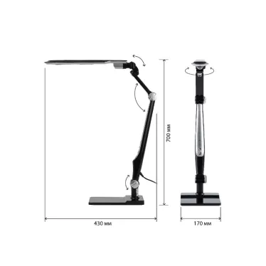 Светильник настольный светодиодный NLED-497-12W-BK на струбцине и с основанием черный
