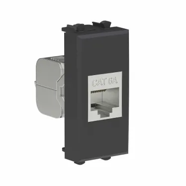 Avanti Компьютерная розетка RJ-45 без шторки модульная кат.6А экранированная Черный матовый 1 модуль